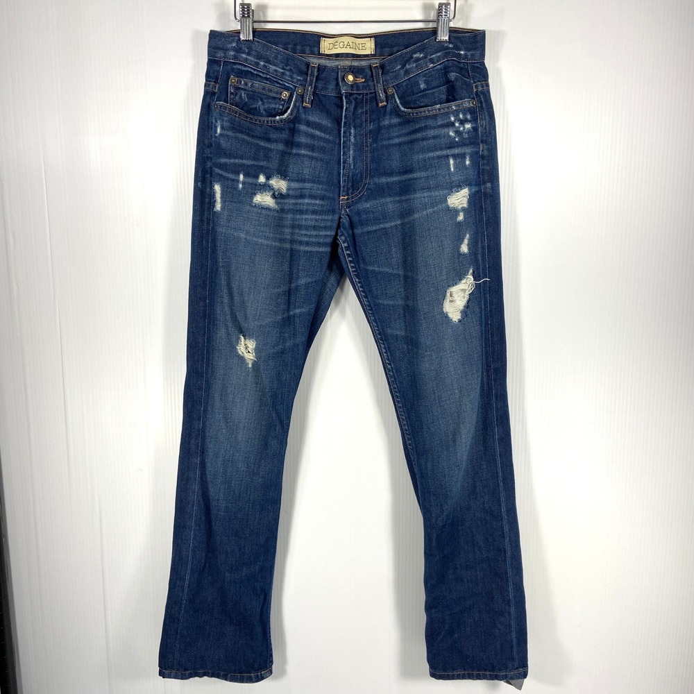 Degaine Boyfriend Distressed Blue Denim Jeans Womens 27